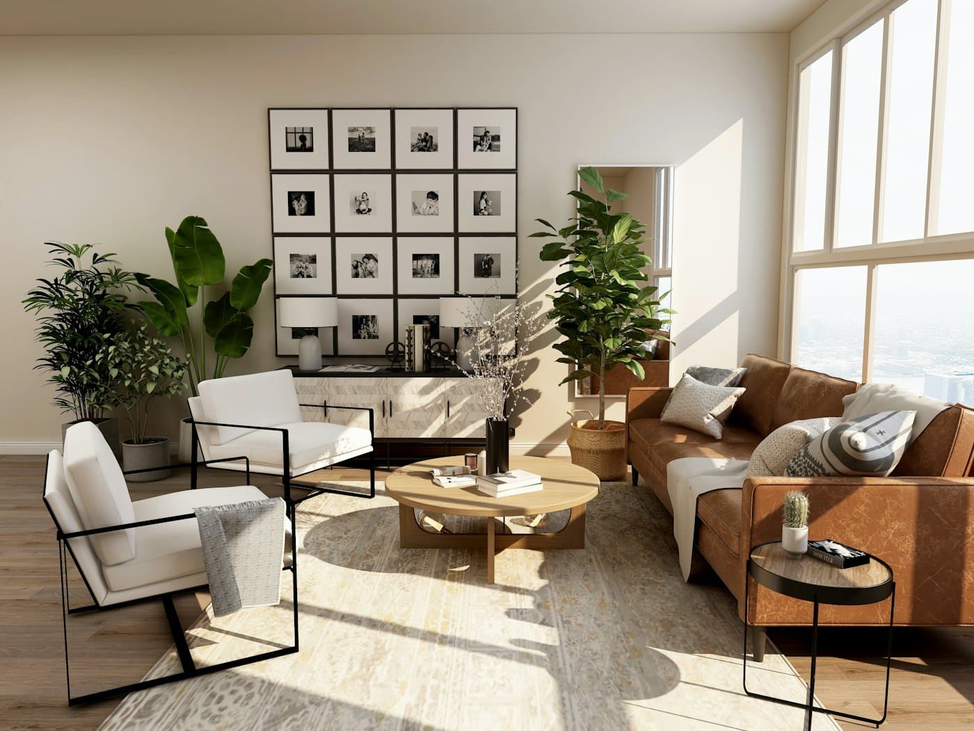 A warm, well-kept living room in daylight